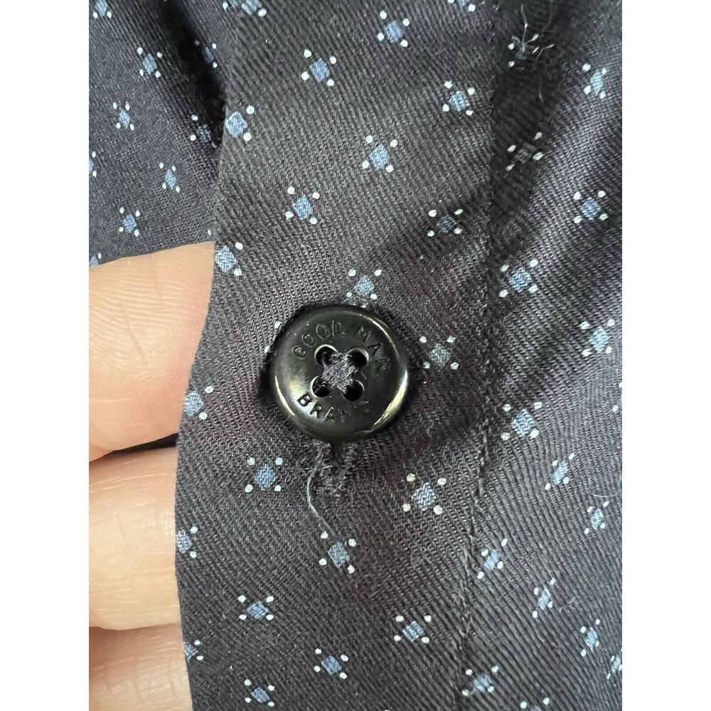✨ Good Man Brand - Navy Blue Dots Longsleeve Men’s Dress Shirt ✨ Medium Cotton - Picture 7 of 8